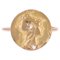 20th Century 18 Karat French Diamonds Rose Gold Minerva Round Shape Ring, 1890s 1