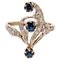 18 Karat French Sapphire Diamonds Yellow Gold Ring, 1960s, Image 1