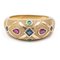 Vintage 18k Yellow Gold Ring with Rubies, Sapphires & Emeralds, 1970s 1