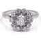 Vintage 18k White Gold Center Diamond & Diamond Outline Ring, 1960s 1