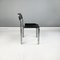 Italian Modern Chairs in Black Leather and Tubular Metal, 1980s, Set of 4, Image 6