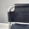 Italian Modern Chairs in Black Leather and Tubular Metal, 1980s, Set of 4, Image 16