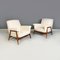 Mid-Century Modern Italian White Cotton & Beech Armchairs, 1960s, Set of 2 2