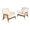 Mid-Century Modern Italian White Cotton & Beech Armchairs, 1960s, Set of 2 1