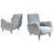 Fauteuils Mid-Century en Velours Gris Clair et Bois, Italie, 1960s, Set de 2 1