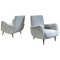 Mid-Century Modern Italian Armchairs in Light Gray Velvet & Wood, 1960s, Set of 2 1