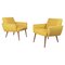 Mid-Century Modern Italian Armchairs in Yellow Fabric & Wood, 1960s, Set of 2 1