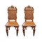 Victorian Hand-Carved Ornate Oak Hall Chairs, Set of 2 1