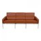 Modell 3303 Airport 3-Sitzer Sofa aus Anilin Leder von Arne Jacobsen 4