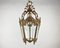 Vintage Pendant Lantern Ceiling Lamp with Glass Panels, Metal and Glass 2