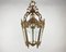 Vintage Pendant Lantern Ceiling Lamp with Glass Panels, Metal and Glass, Image 2