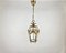 Vintage Pendant Lantern Ceiling Lamp with Glass Panels, Metal and Glass 1