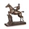 Französischer Künstler, Jockey & über einen Zaun springendes Pferd, 1900, Bronze 1
