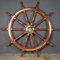 20th Century Edwardian Turned Teak & Brass Ship Wheel, 1900s 3