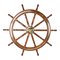 20th Century Edwardian Turned Teak & Brass Ship Wheel, 1900s 1