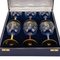 20. Jh. Vergoldete, Emaille & Glas Weinkelch aus Silber von Asprey, 1970er, 6er Set 4