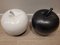 Apples in Black and White Ceramic, Italy, 1970s, Set of 2 3