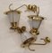 Wall Lights in Brass & Murano Glass, Italy, 1930s, Set of 3 1