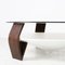Space Age Round Wood and Smoked Glass Coffee Table, 1970s 9