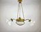 3-Arm Chandelier with Glass Shades and Brass Fitting, Image 4