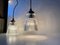 Lámparas colgantes escandinavas de vidrio y latón, años 80. Juego de 2, Imagen 3