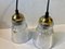 Lámparas colgantes escandinavas de vidrio y latón, años 80. Juego de 2, Imagen 7