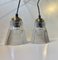 Scandinavian Pendant Lamps in Glass and Brass, 1980s, Set of 2 1