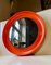 Space Age Round Orange Wall Mirror, Denmark, 1970s, Image 1