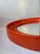 Space Age Round Orange Wall Mirror, Denmark, 1970s, Image 3