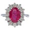 14 Karat White Gold Ring with Ruby & Diamonds, 1970s 1