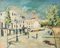 Impressionistischer Künstler, Stadtszene, Mitte des 20. Jahrhunderts, Öl auf Leinwand 1