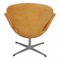 Swan Chair in Patinated Natural Leather by Arne Jacobsen for Fritz Hansen, 1970s 3