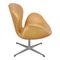 Swan Chair in Patinated Natural Leather by Arne Jacobsen for Fritz Hansen, 1970s 2