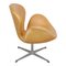 Swan Chair in Patinated Natural Leather by Arne Jacobsen for Fritz Hansen, 1970s, Image 2