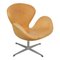 Swan Chair in Patinated Natural Leather by Arne Jacobsen for Fritz Hansen, 1970s 1