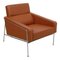 Chaise Airport en Cuir Aniline Noyer par Arne Jacobsen 1