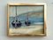 Barcos en el mar, años 50, óleo a bordo, con marco, Imagen 1