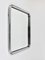 Specchio quadrato postmoderno in acciaio tubolare cromato, anni '70, Immagine 3