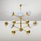 Lustre Mid-Century en Opaline & Laiton, Italie 5