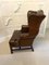 Large Antique Brown Leather Wing Chairs, 1920s, Set of 2, Image 10