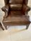 Large Antique Brown Leather Wing Chairs, 1920s, Set of 2 6