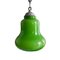Mid-Century Portuguese Modern Pear Shaped Green Opaline Glass Hanging Lamp, 1960s 2
