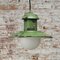 Vintage Industrial Green Enamel and Opaline Glass Pendant Light 5