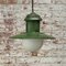 Vintage Industrial Green Enamel and Opaline Glass Pendant Light 6
