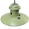 Vintage Industrial Green Enamel & Opaline Glass Pendant Light, Image 3