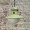 Lampada a sospensione vintage industriale in vetro smaltato verde e vetro opalino, Immagine 6