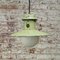 Lampe à Suspension Industrielle Vintage en Émail Vert et Verre Opalin 6