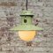 Vintage Industrial Green Enamel & Opaline Glass Pendant Light 5