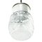 Lampe à Suspension Industrielle Vintage en Porcelaine Blanche et Laiton avec Verre Transparent Rayé 4