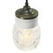 Lampe à Suspension Industrielle Vintage en Porcelaine Blanche et Laiton avec Verre Transparent Rayé 3